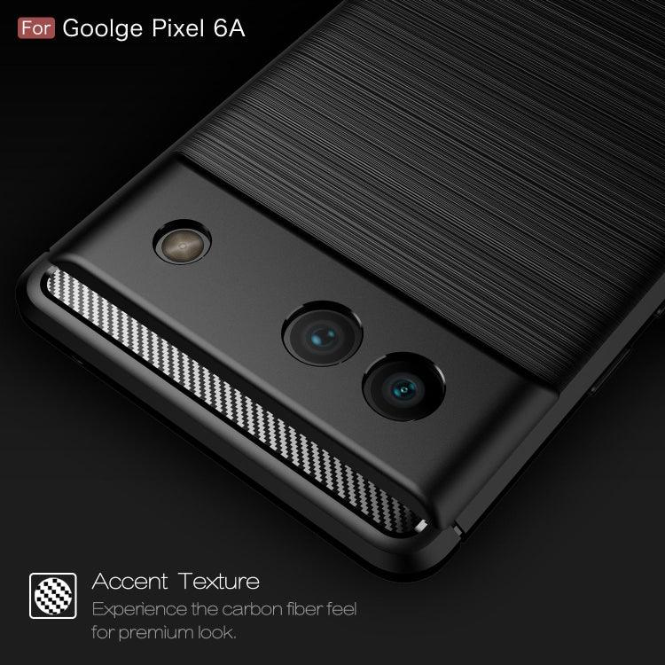 For Google Pixel 6a Brushed Carbon Fiber Texture Shockproof TPU Phone Case(Blue) - Mobile Gadget HQ