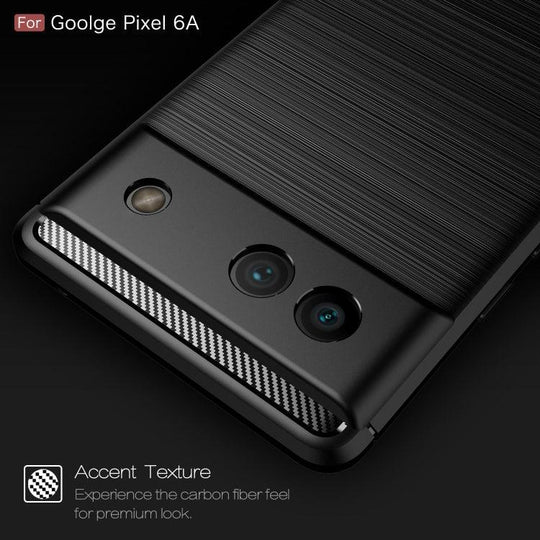 For Google Pixel 6a Brushed Carbon Fiber Texture Shockproof TPU Phone Case(Blue) - Mobile Gadget HQ