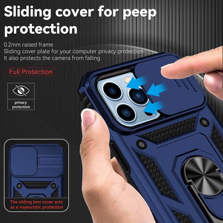 For iPhone 13 Pro Sliding Camshield Holder Phone Case (Blue) - Mobile Gadget HQ