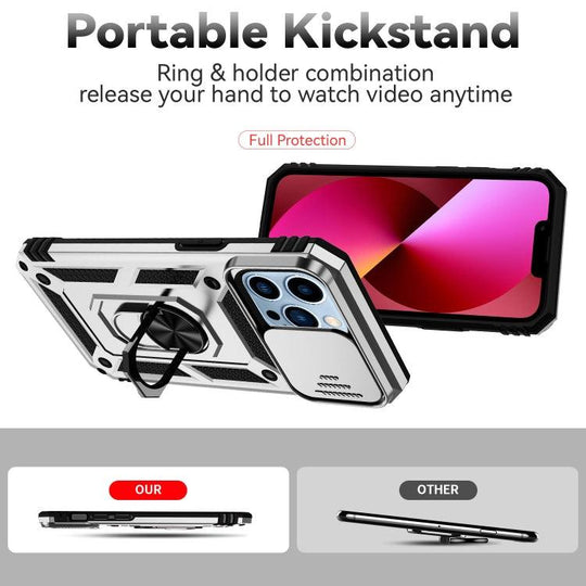 For iPhone 13 Pro Sliding Camshield Holder Phone Case (Silver) - Mobile Gadget HQ