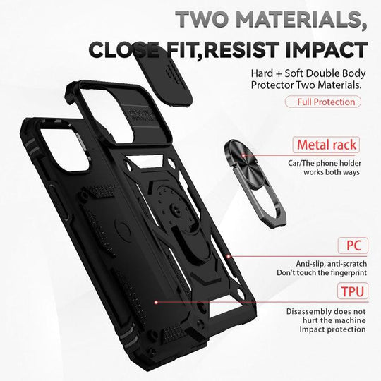 For iPhone 13 Pro Max Sliding Camshield Holder Phone Case (Black) - Mobile Gadget HQ