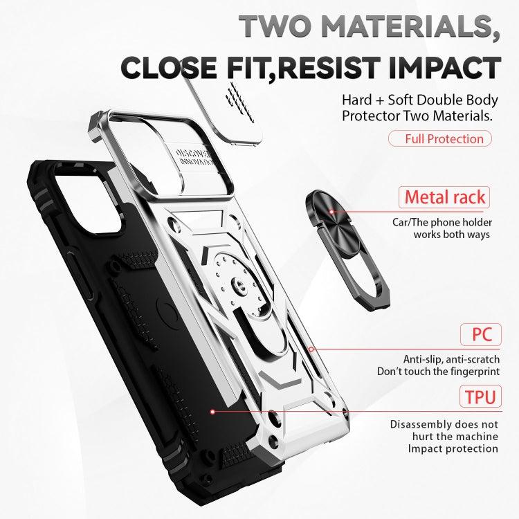 For iPhone 13 Pro Max Sliding Camshield Holder Phone Case (Silver) - Mobile Gadget HQ