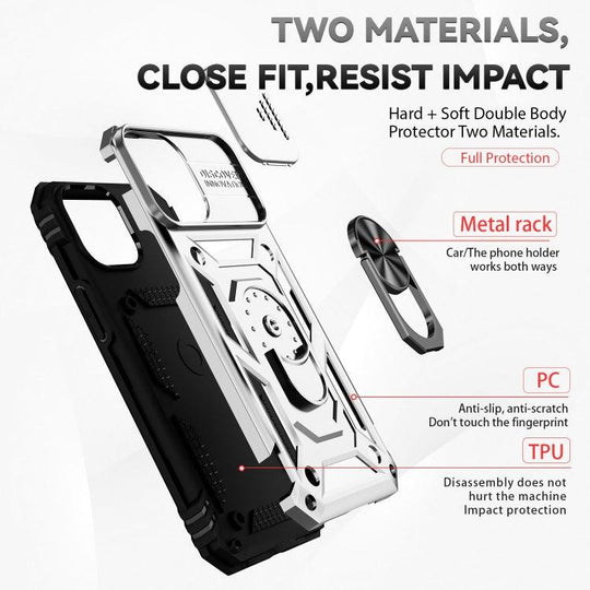 For iPhone 13 Pro Max Sliding Camshield Holder Phone Case (Silver) - Mobile Gadget HQ