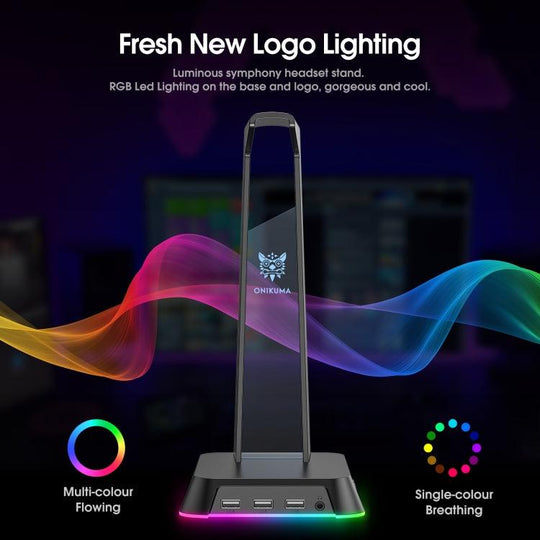 ONIKUMA ST-2 RGB Lighting Headset Holder Stand(Black) - Mobile Gadget HQ