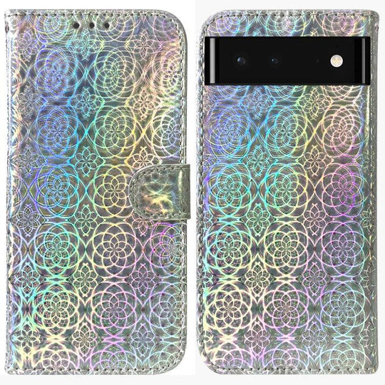 For Google Pixel 6 Colorful Magnetic Buckle Leather Phone Case(Silver) - Mobile Gadget HQ