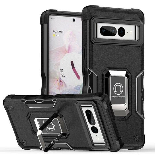 For Google Pixel 7 Pro 5G Ring Holder Non-slip Armor Phone Case(Black) - Mobile Gadget HQ