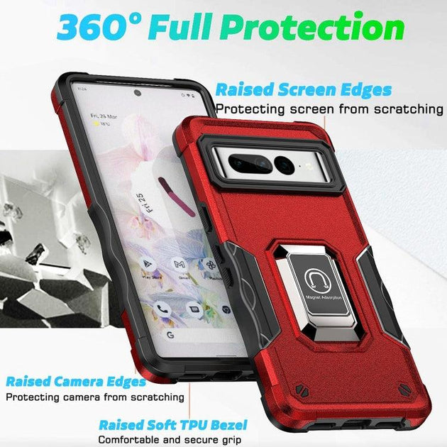 For Google Pixel 7 Pro 5G Ring Holder Non-slip Armor Phone Case(Blue) - Mobile Gadget HQ