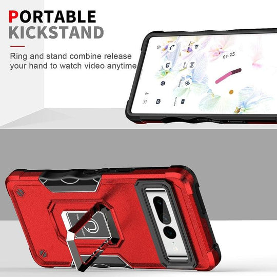 For Google Pixel 7 Pro 5G Ring Holder Non-slip Armor Phone Case(Blue) - Mobile Gadget HQ