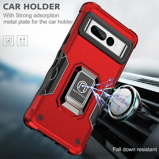 For Google Pixel 7 Pro 5G Ring Holder Non-slip Armor Phone Case(Blue) - Mobile Gadget HQ