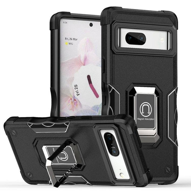 For Google Pixel 7 5G Ring Holder Non-slip Armor Phone Case(Black) - Mobile Gadget HQ