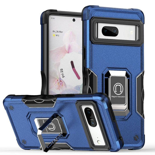 For Google Pixel 7 5G Ring Holder Non-slip Armor Phone Case(Blue) - Mobile Gadget HQ