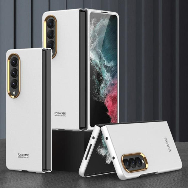 For Samsung Galaxy Z Fold4 GKK Ultra-thin Electroplating Lens Frame Phone Case(White) - Mobile Gadget HQ