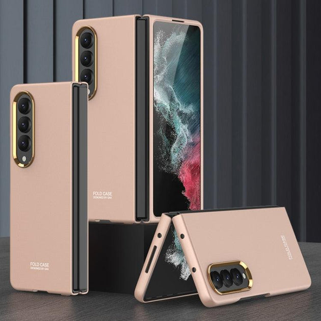 For Samsung Galaxy Z Fold4 GKK Ultra-thin Electroplating Lens Frame Phone Case(Rose Gold) - Mobile Gadget HQ