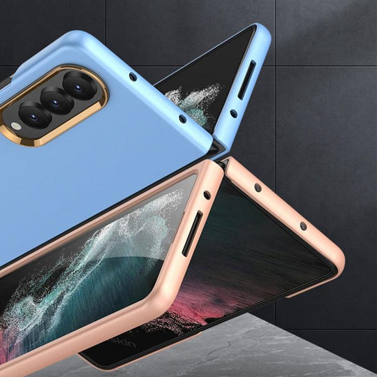 For Samsung Galaxy Z Fold4 GKK Ultra-thin Electroplating Lens Frame Phone Case(Rose Gold) - Mobile Gadget HQ