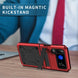 For Samsung Galaxy Z Flip4 Metal Shock-proof Phone Case With Holder(Red) - Mobile Gadget HQ