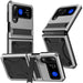 For Samsung Galaxy Z Flip4 Metal Shock-proof Phone Case With Holder(Silver) - Mobile Gadget HQ