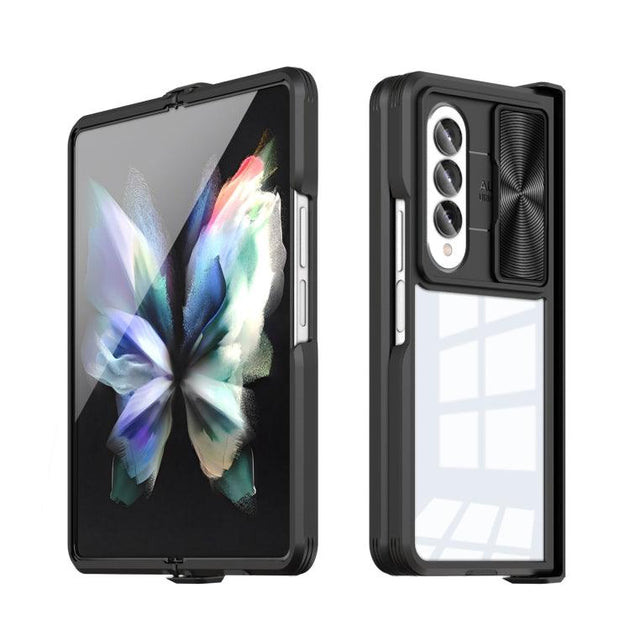 For Samsung Galaxy Z Fold4 360 Full Body Sliding Camshield Phone Case(Black) - Mobile Gadget HQ