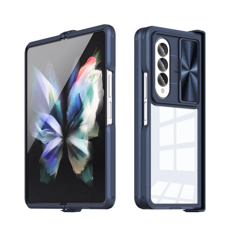 For Samsung Galaxy Z Fold4 360 Full Body Sliding Camshield Phone Case(Blue) - Mobile Gadget HQ