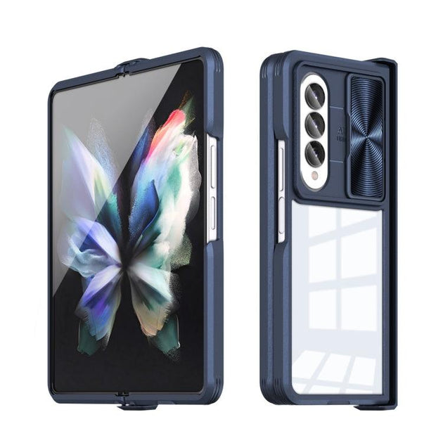 For Samsung Galaxy Z Fold4 360 Full Body Sliding Camshield Phone Case(Blue) - Mobile Gadget HQ