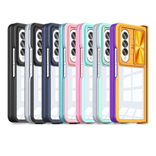 For Samsung Galaxy Z Fold4 360 Full Body Sliding Camshield Phone Case(Blue) - Mobile Gadget HQ
