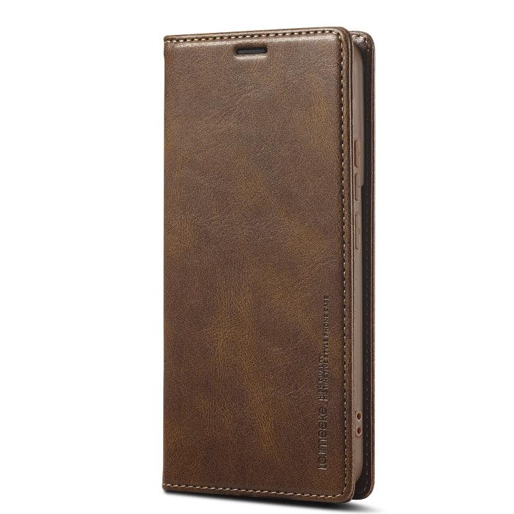 For Samsung Galaxy S21 5G LC.IMEEKE RFID Anti-theft Leather Phone Case(Brown) - Mobile Gadget HQ