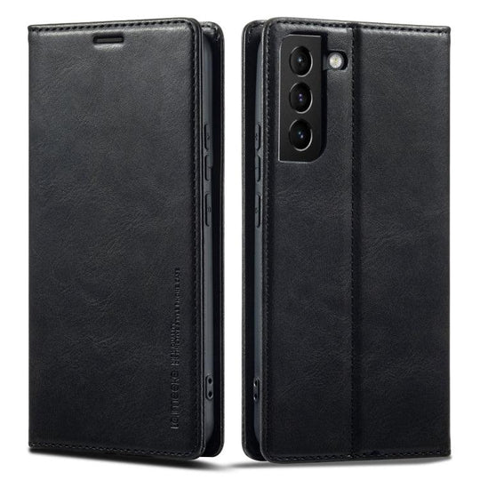 For Samsung Galaxy S21 5G LC.IMEEKE RFID Anti-theft Leather Phone Case(Black) - Mobile Gadget HQ