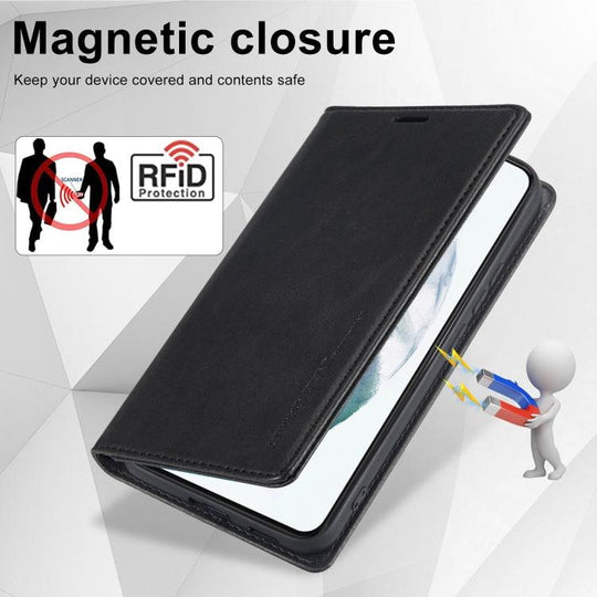 For Samsung Galaxy S21 5G LC.IMEEKE RFID Anti-theft Leather Phone Case(Black) - Mobile Gadget HQ