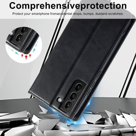 For Samsung Galaxy S21 5G LC.IMEEKE RFID Anti-theft Leather Phone Case(Black) - Mobile Gadget HQ