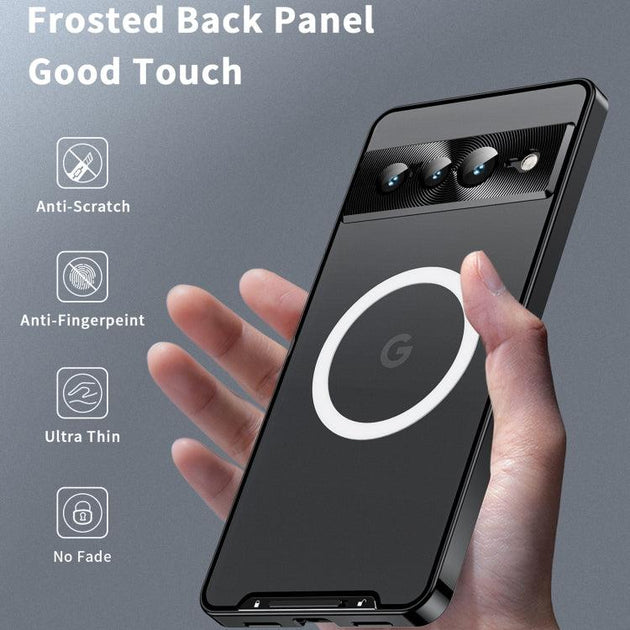 For Google Pixel 7 Pro MagSafe Magnetic Frosted Metal Phone Case(Black) - Mobile Gadget HQ