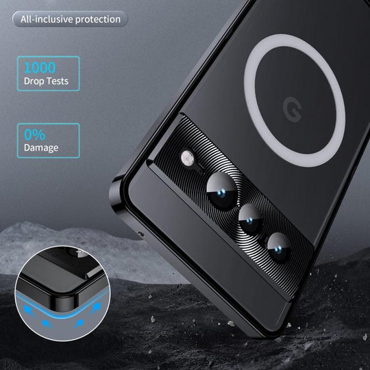 For Google Pixel 7 Pro MagSafe Magnetic Frosted Metal Phone Case(Black) - Mobile Gadget HQ