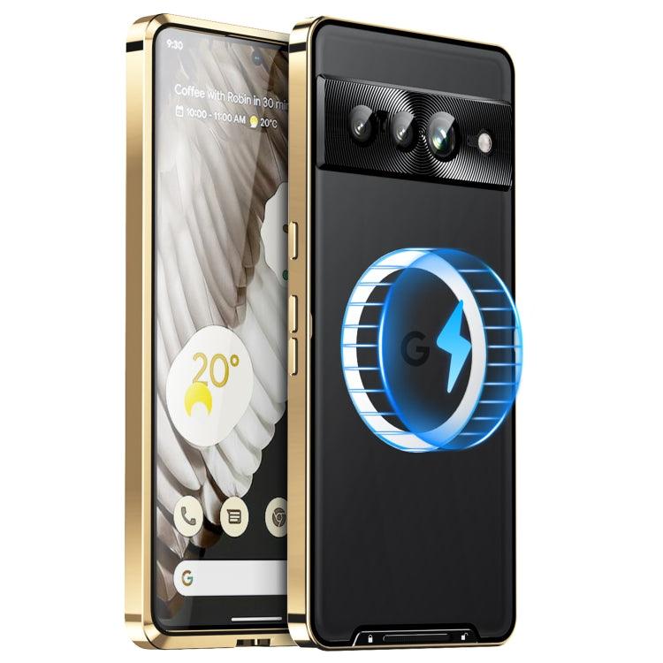For Google Pixel 7 Pro MagSafe Magnetic Frosted Metal Phone Case(Gold) - Mobile Gadget HQ