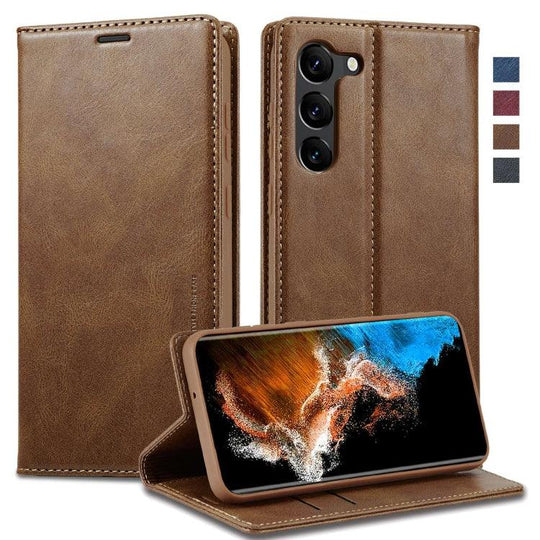 For Samsung Galaxy S23 5G LC.IMEEKE RFID Anti-theft Leather Phone Case(Brown) - Mobile Gadget HQ