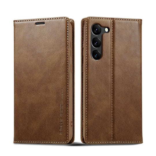 For Samsung Galaxy S23 5G LC.IMEEKE RFID Anti-theft Leather Phone Case(Brown) - Mobile Gadget HQ
