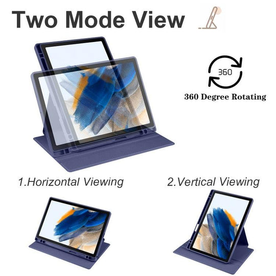 360 Degree Rotation Smart Tablet Leather Case For Samsung Galaxy Tab A8(Dark Blue) - Mobile Gadget HQ