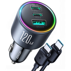 120W dual 3-port car charger