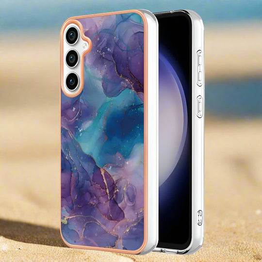 For Samsung Galaxy S23 FE 5G Electroplating Marble Dual-side IMD Phone Case(Purple 016) - Mobile Gadget HQ