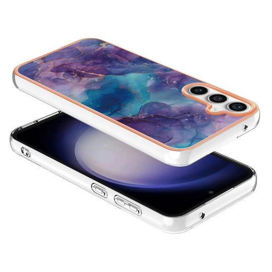 For Samsung Galaxy S23 FE 5G Electroplating Marble Dual-side IMD Phone Case(Purple 016) - Mobile Gadget HQ