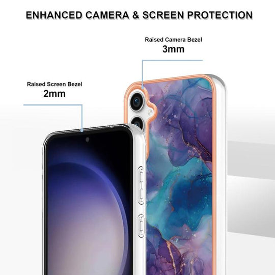 For Samsung Galaxy S23 FE 5G Electroplating Marble Dual-side IMD Phone Case(Purple 016) - Mobile Gadget HQ