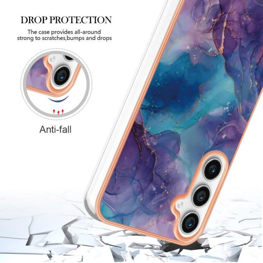 For Samsung Galaxy S23 FE 5G Electroplating Marble Dual-side IMD Phone Case(Purple 016) - Mobile Gadget HQ