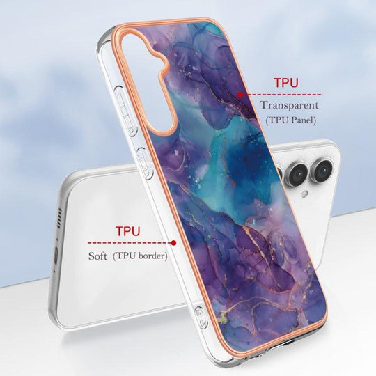 For Samsung Galaxy S23 FE 5G Electroplating Marble Dual-side IMD Phone Case(Purple 016) - Mobile Gadget HQ