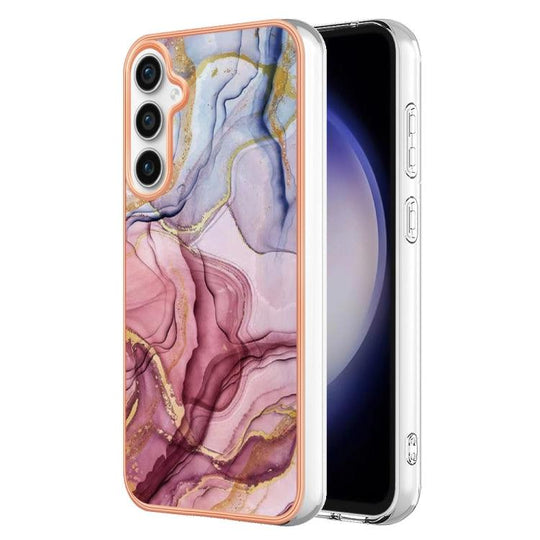 For Samsung Galaxy S23 FE 5G Electroplating Marble Dual-side IMD Phone Case(Rose Red 014) - Mobile Gadget HQ