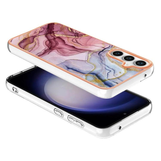 For Samsung Galaxy S23 FE 5G Electroplating Marble Dual-side IMD Phone Case(Rose Red 014) - Mobile Gadget HQ
