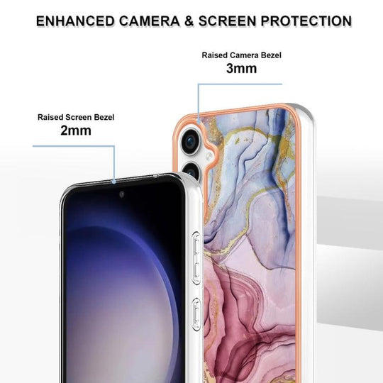 For Samsung Galaxy S23 FE 5G Electroplating Marble Dual-side IMD Phone Case(Rose Red 014) - Mobile Gadget HQ