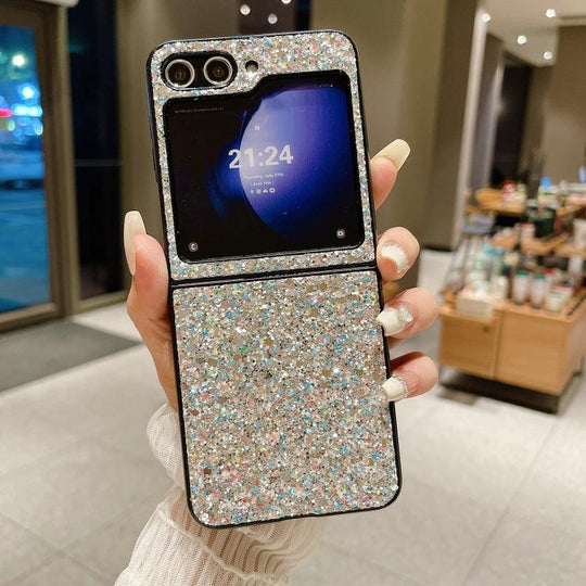 For Samsung Galaxy Z Flip5 Glitter Frosted Shockproof Phone Case(Black) - Mobile Gadget HQ