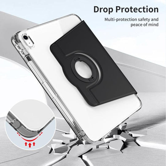 For iPad 2025 / 2022 360 Rotation Detachable Clear Acrylic Leather Tablet Case(Black) - Mobile Gadget HQ