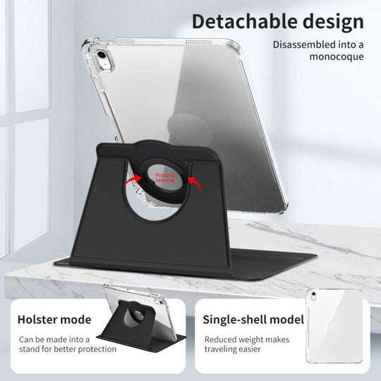 For iPad 2025 / 2022 360 Rotation Detachable Clear Acrylic Leather Tablet Case(Black) - Mobile Gadget HQ