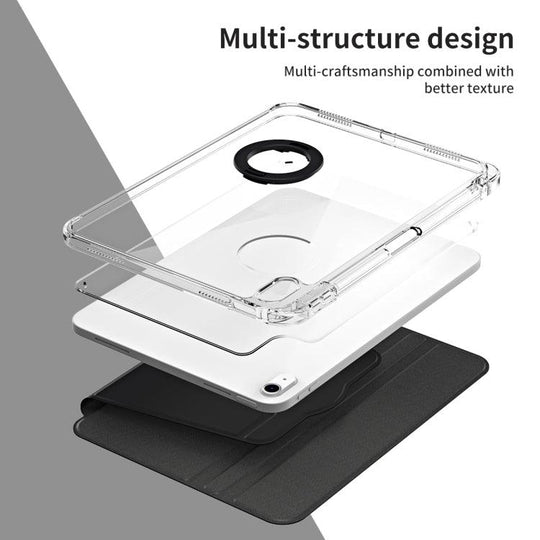 For iPad 2025 / 2022 360 Rotation Detachable Clear Acrylic Leather Tablet Case(Black) - Mobile Gadget HQ