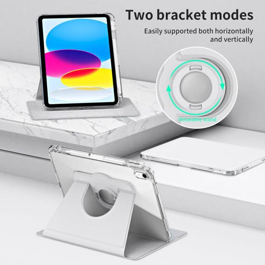 For iPad 2025 / 2022 360 Rotation Detachable Clear Acrylic Leather Tablet Case(Grey) - Mobile Gadget HQ