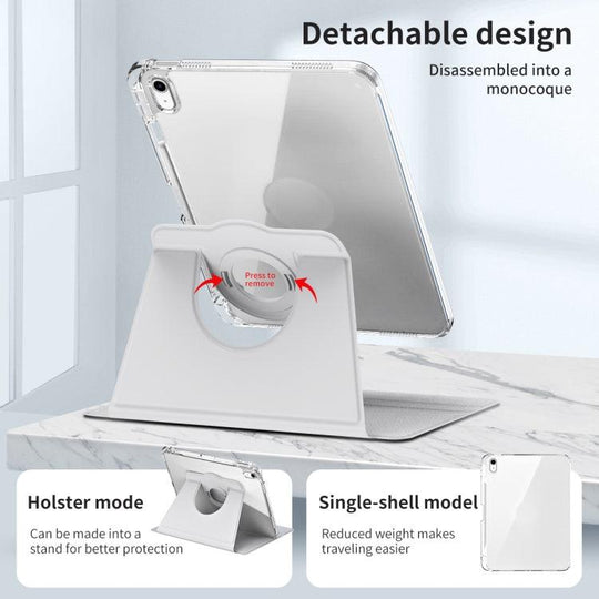 For iPad 2025 / 2022 360 Rotation Detachable Clear Acrylic Leather Tablet Case(Grey) - Mobile Gadget HQ