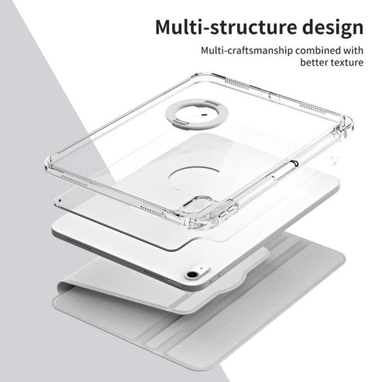 For iPad 2025 / 2022 360 Rotation Detachable Clear Acrylic Leather Tablet Case(Grey) - Mobile Gadget HQ